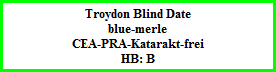 Troydon Blind Date  blue-merle  CEA-PRA-Katarakt-frei  HB: B